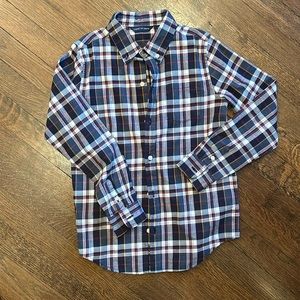 Janie and Jack boys size 8 plaid shirt navy with maroon coloring